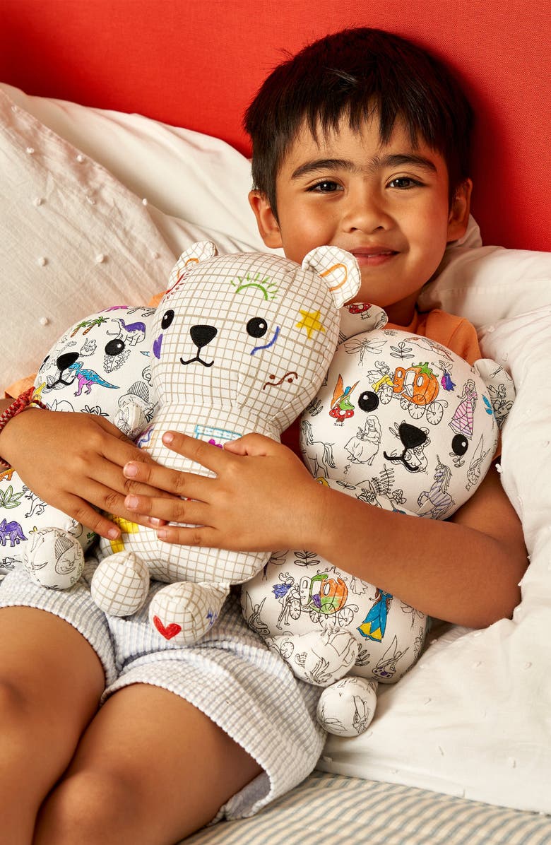 Eat Sleep Doodle Artie Bear Color-in Teddy Bear, Alternate, color, White