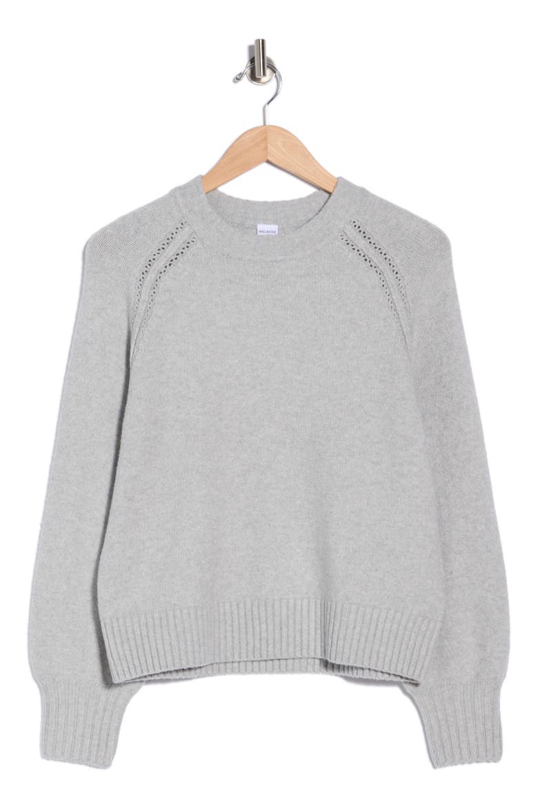 Long Sleeve Raglan Crew Sweater, Alternate, color, GREY HEATHER