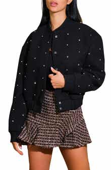 FLYING TOMATO Rhinestone Bomber Jacket