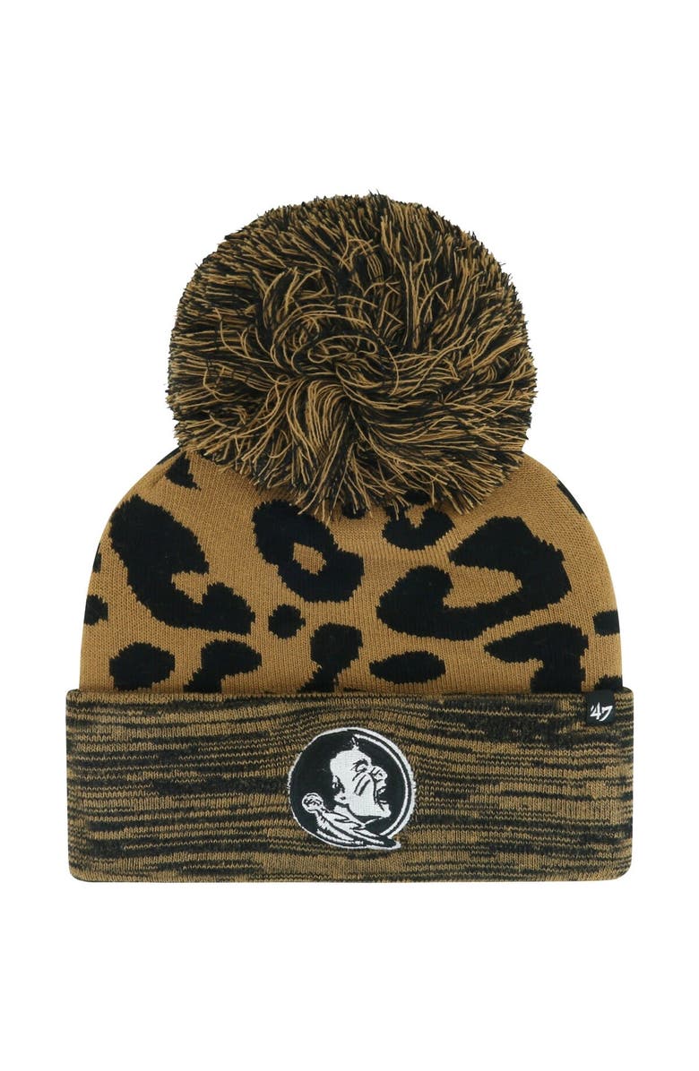 '47 Women's '47  Brown Florida State Seminoles Rosette Cuffed Knit Hat with Pom, Main, color, 