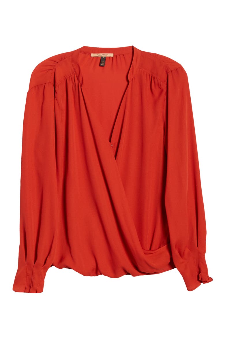 Wrap Look Blouse, Alternate, color, BRICK