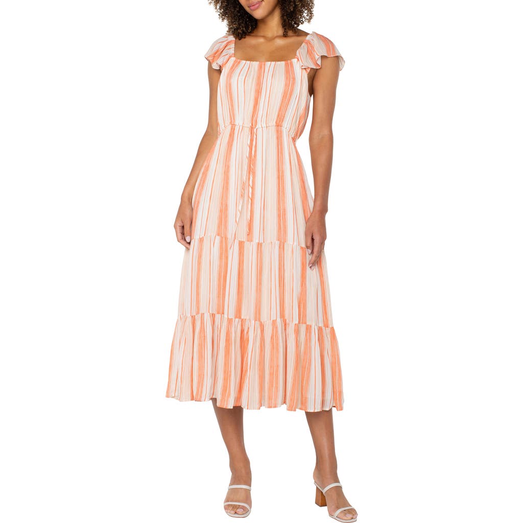 Liverpool Los Angeles Flutter Sleeve Maxi Dress In Orange Stripe