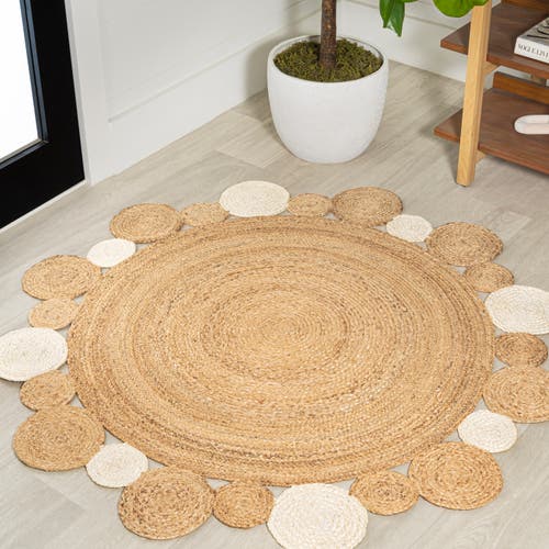 Jonathan Y Ayana Two-tone Jute Hippy Circle Round Area Rug In Natural/cream