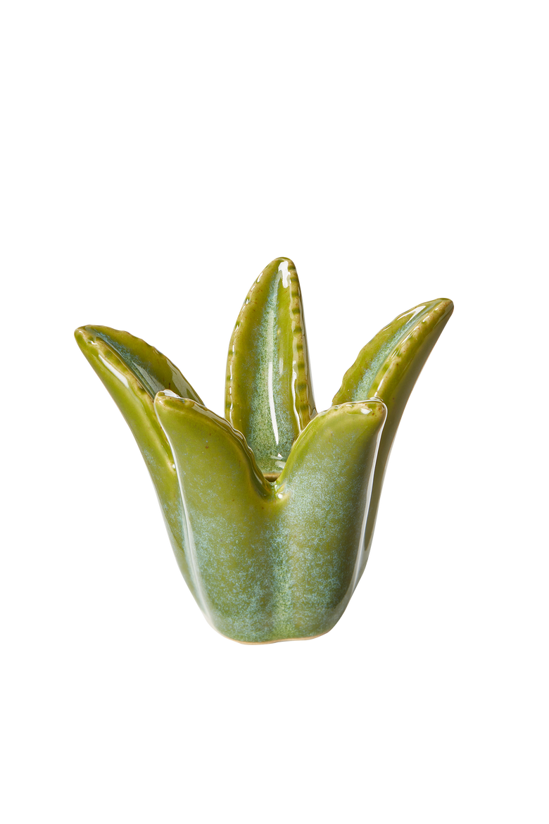 Aloe Vera Taper Holder Green Stoneware Spring, Main, color, Green