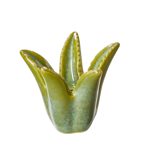 Aloe Vera Taper Holder Green Stoneware Spring