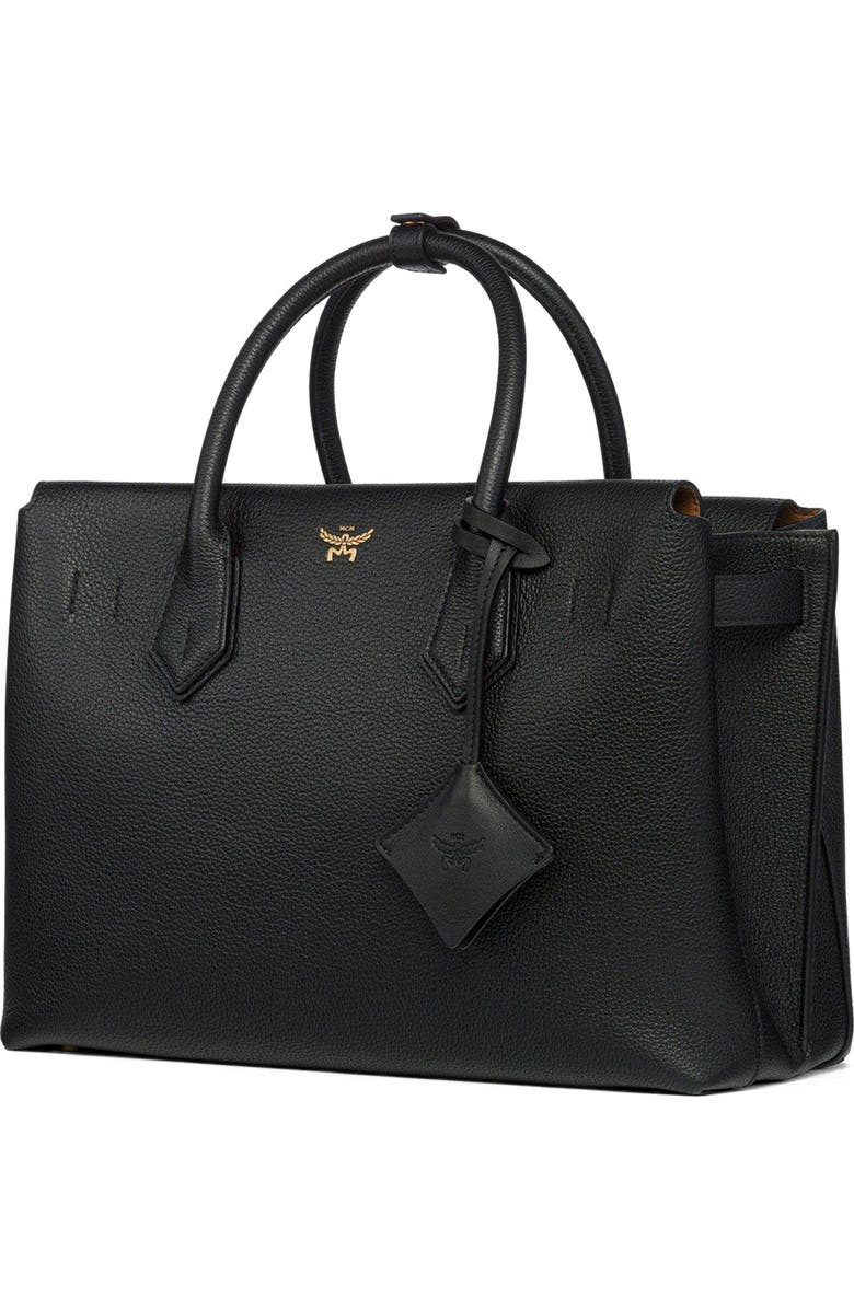 MCM Medium Milla Tote in Spanish Embossed Leather, Alternate, color, Black