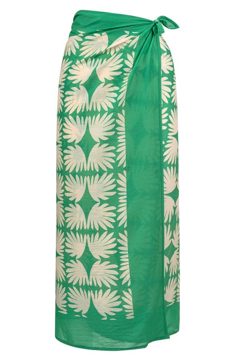 Viridian Tile Print Cotton Sarong