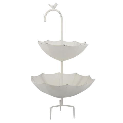 Metal Umbrella Bird Feeder Garden Stake Decorative Home Accent for Spring Outdoor Yard Decor