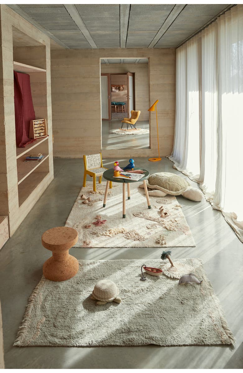 Lorena Canals Seabed Washable Cotton Rug & Ocean Creature Set, Alternate, color, Natural Honey Olive Vanilla