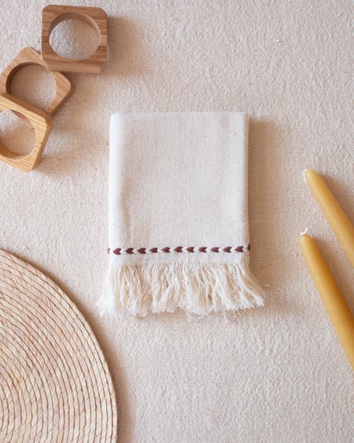 Kd Weave Braid Detail Napkin In White