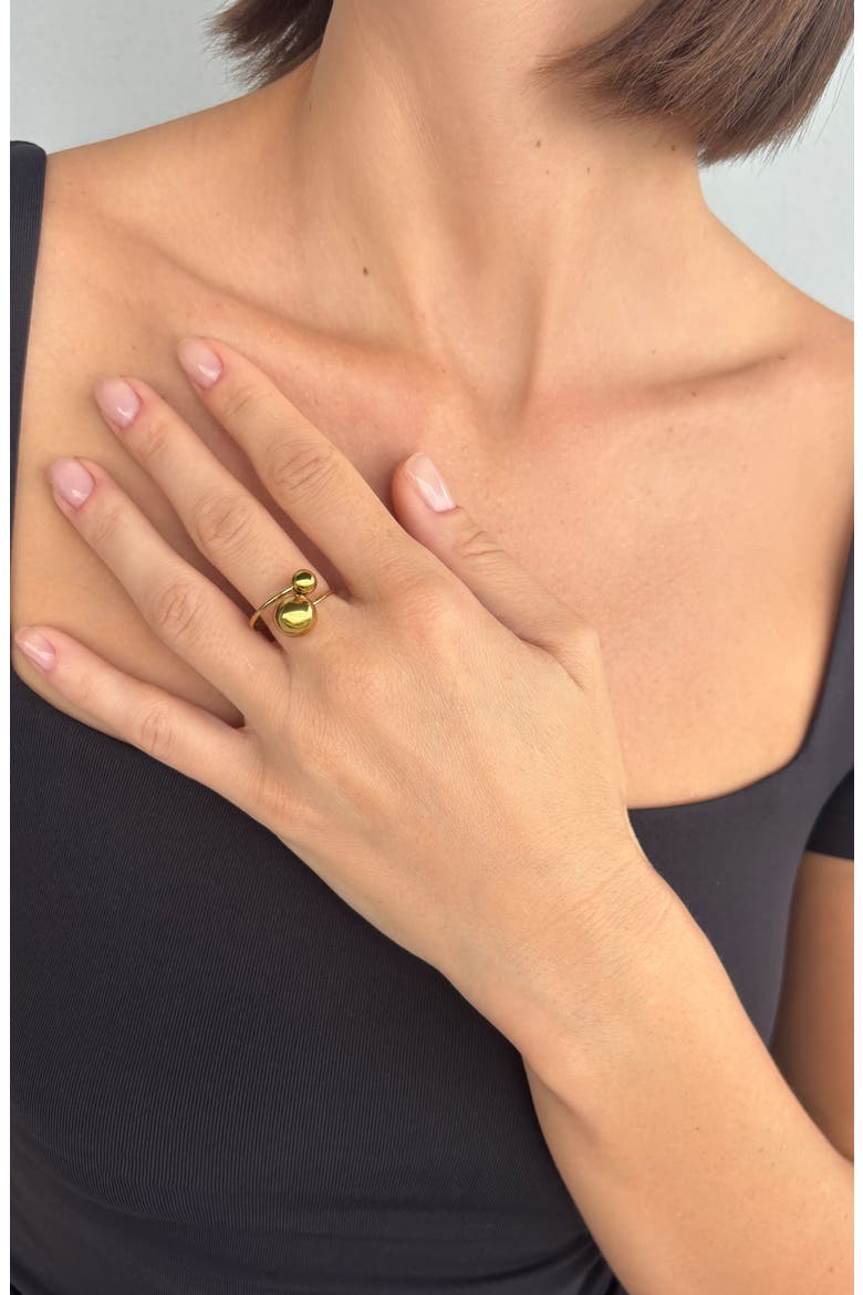Double Bead Adjustable Ring, Alternate, color, GOLD