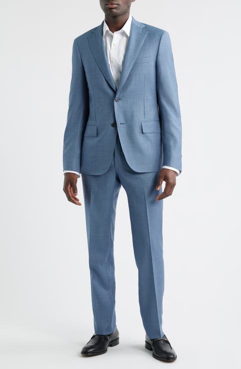 Textured Light Blue Wool Suit (Regular & Big)
