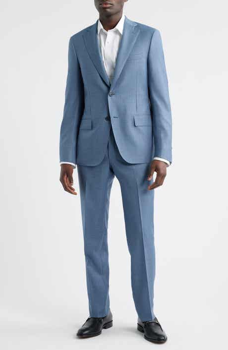 Heritage Gold Textured Light Blue Wool Suit