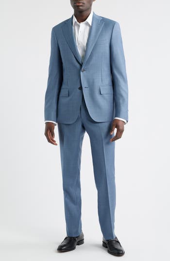 Heritage Gold Textured Light Blue Wool Suit