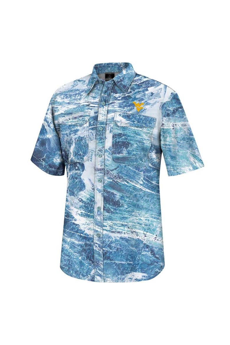 Men's Colosseum  Blue West Virginia Mountaineers Realtree Aspect Charter Full-Button Fishing Shirt, Alternate, color, Blue
