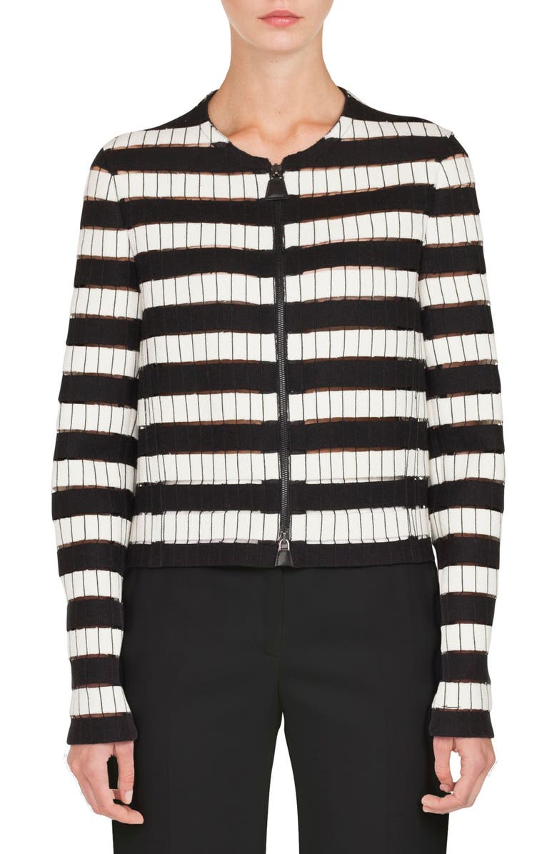 Akris Striped Crop Jacket, Main, color, 