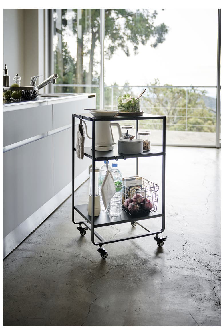 Three Tier Tower Kitchen Cart, Alternate, color, BLACK