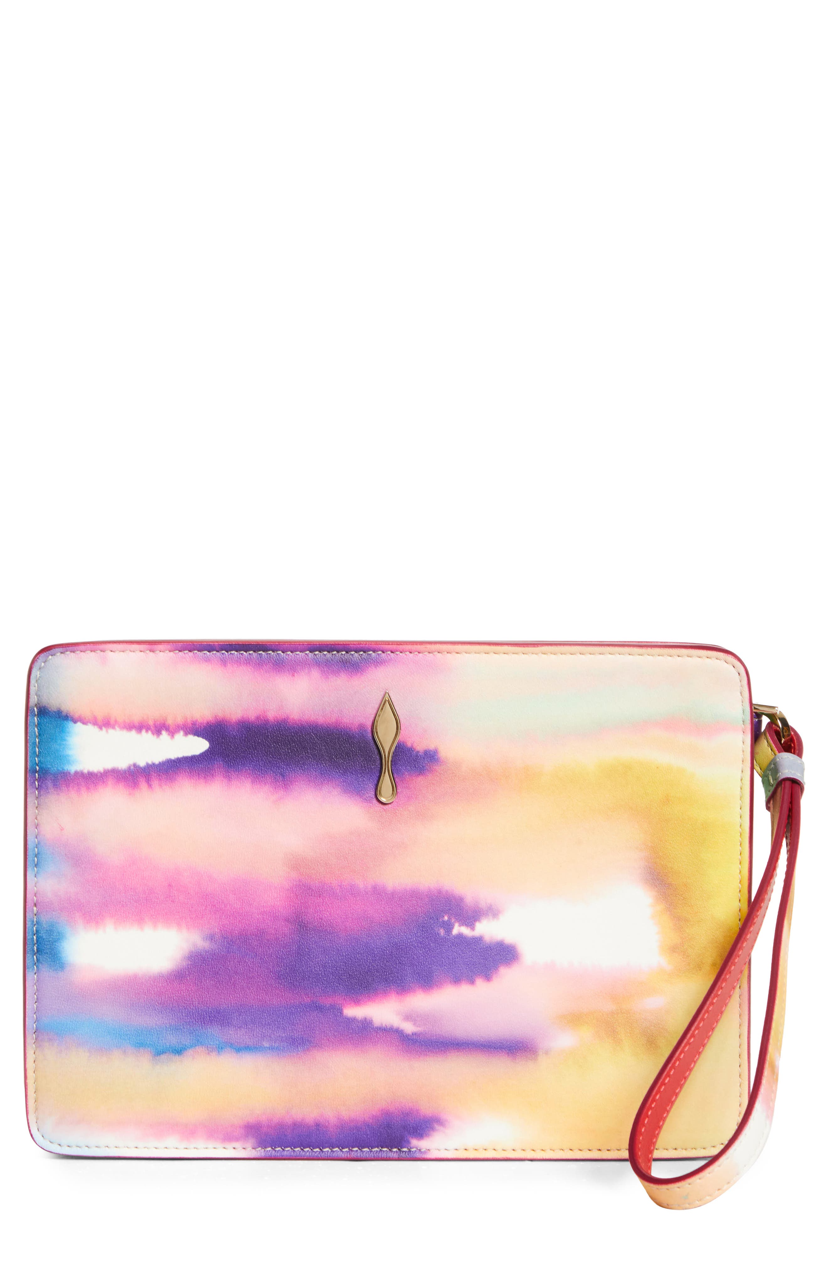 Christian Louboutin Small Bettina Tie Dye Napa Leather Wristlet, Main, color, M023 Multi/ Gold