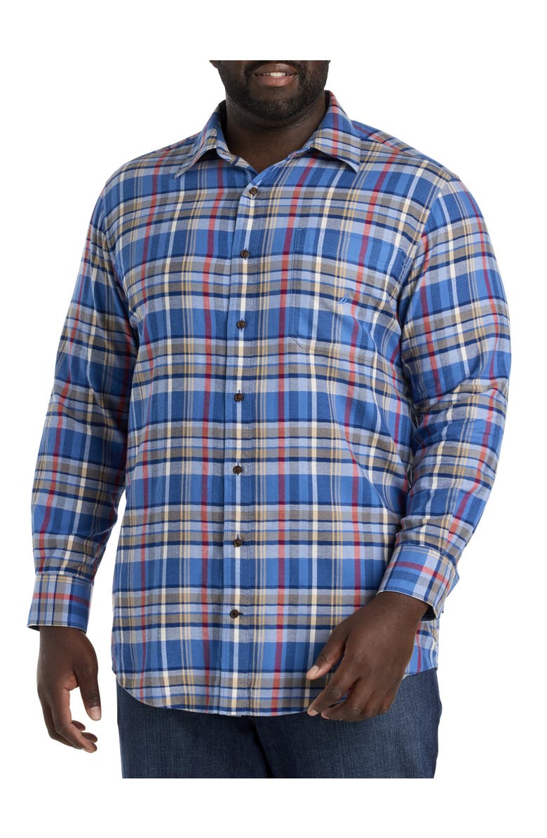 Nautica Big & Tall Plaid Sport Shirt, Alternate, color, Delft