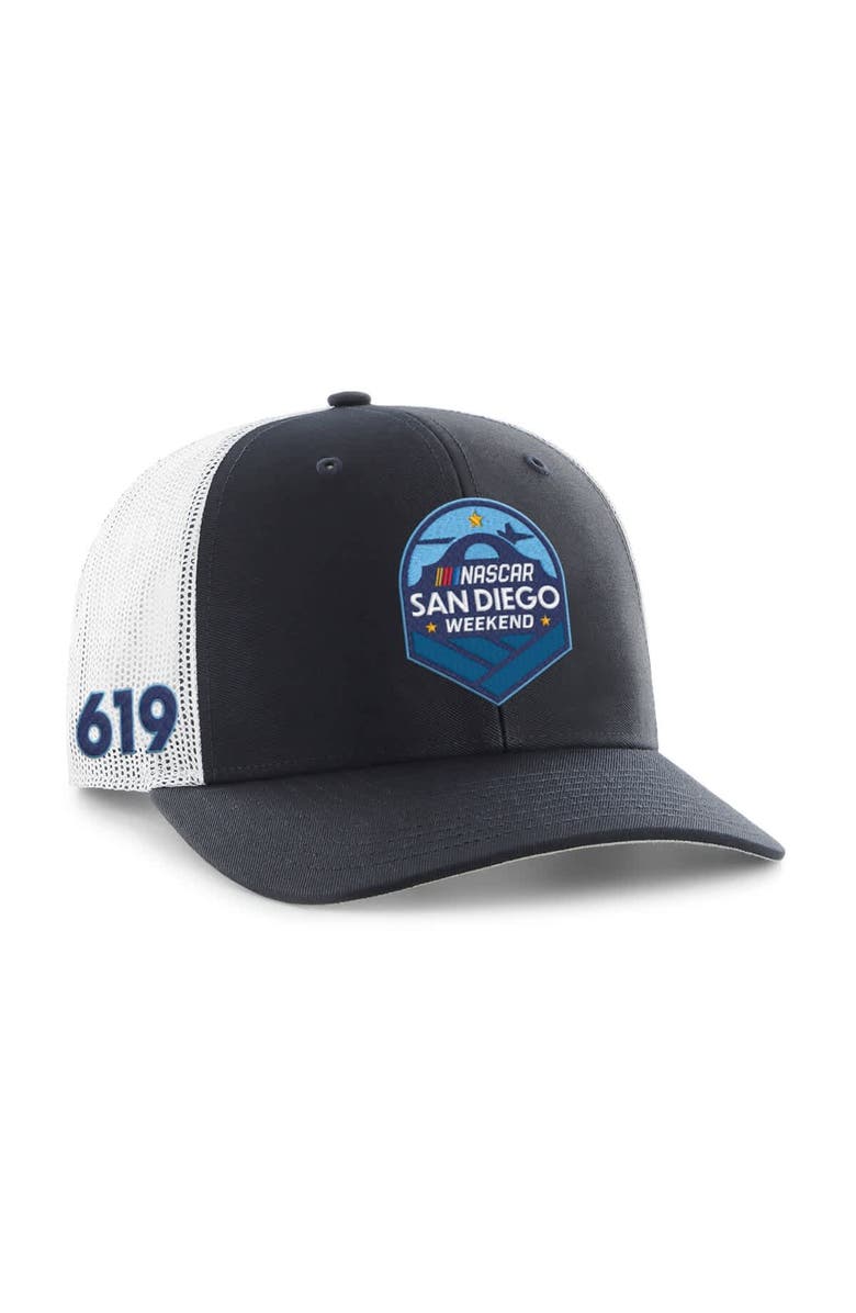 '47 Men's '47 Navy/White NASCAR San Diego Weekend Trucker Adjustable Hat, Main, color, Navy