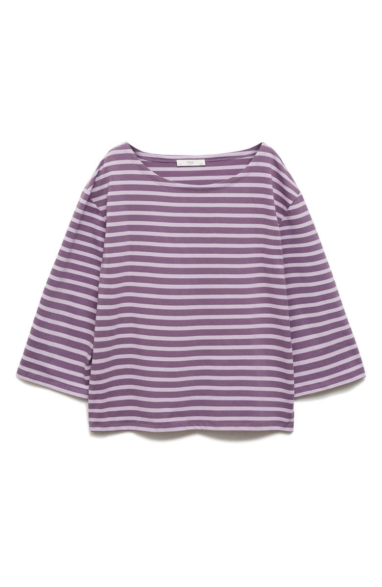 MANGO Stripe Cotton T-Shirt, Alternate, color, Lilac