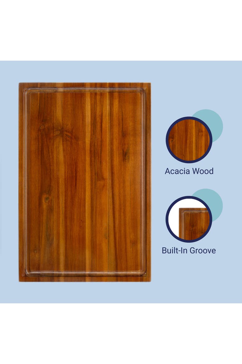 Eldridge Extra Large Handcrafted Acacia Wood Grain Thick Reversible Cutting Board with Juice Grooves, Alternate, color, Brown