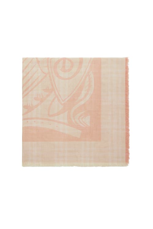 Shop Burberry Ekd Check Wool Blend Scarf In Teacup
