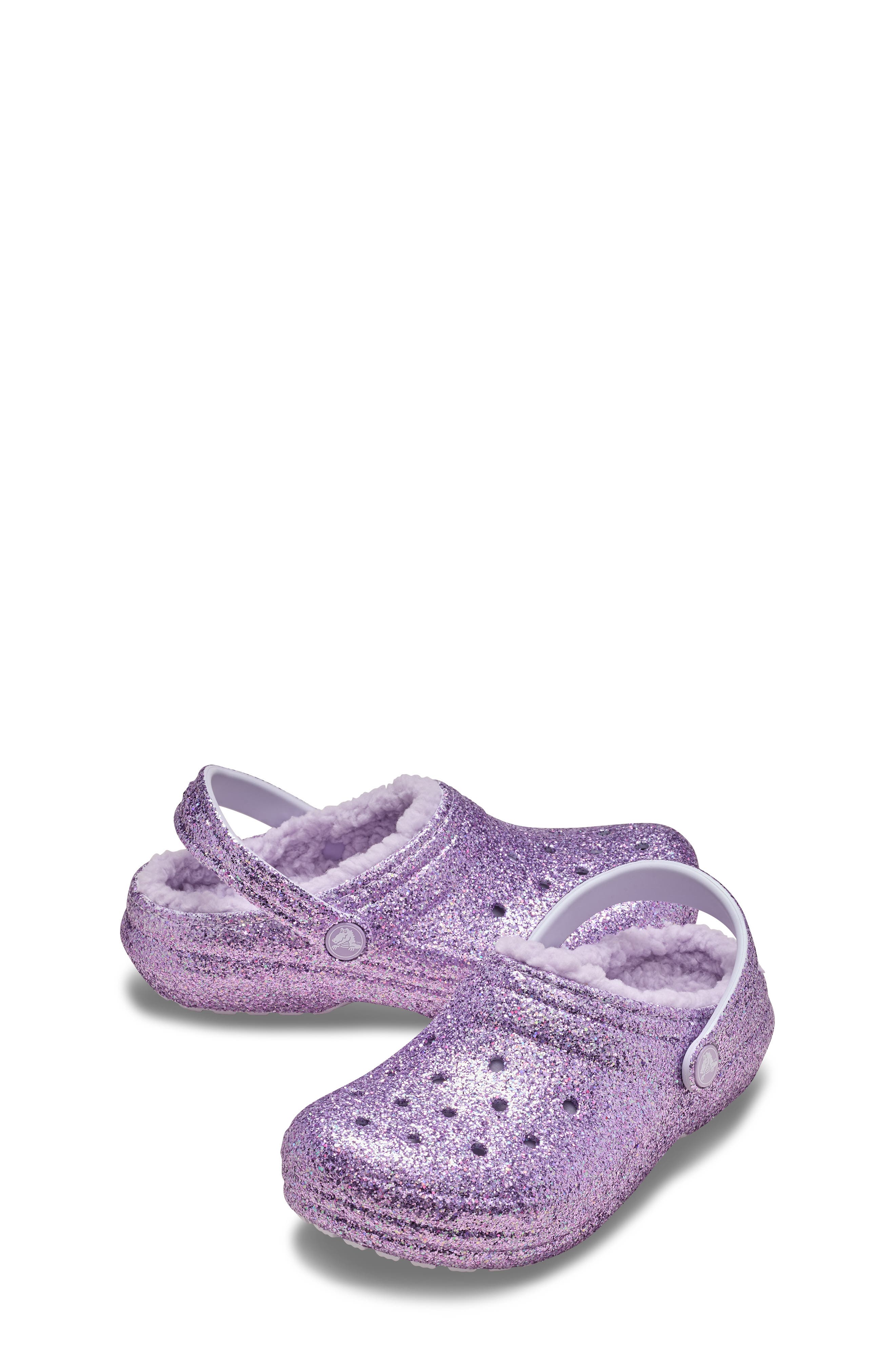 CROCS Kids' Classic Glitter Fleece Lined Clogs, Alternate, color, 