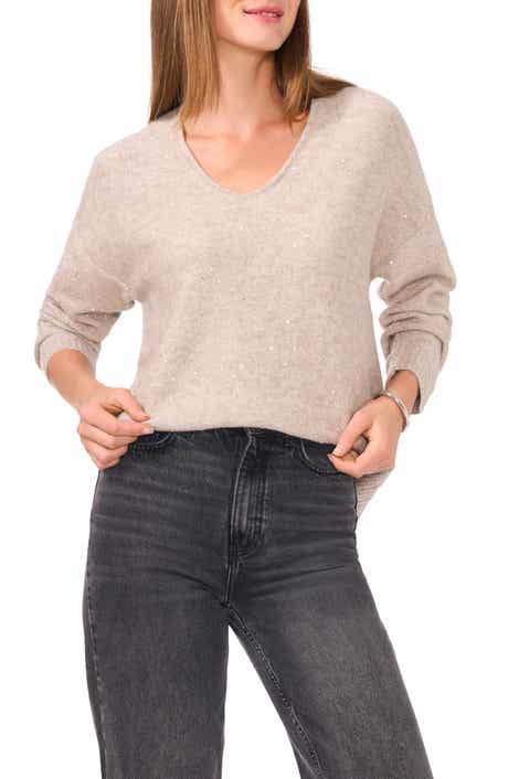 Vince Camuto Sequin Detail V-Neck Sweater