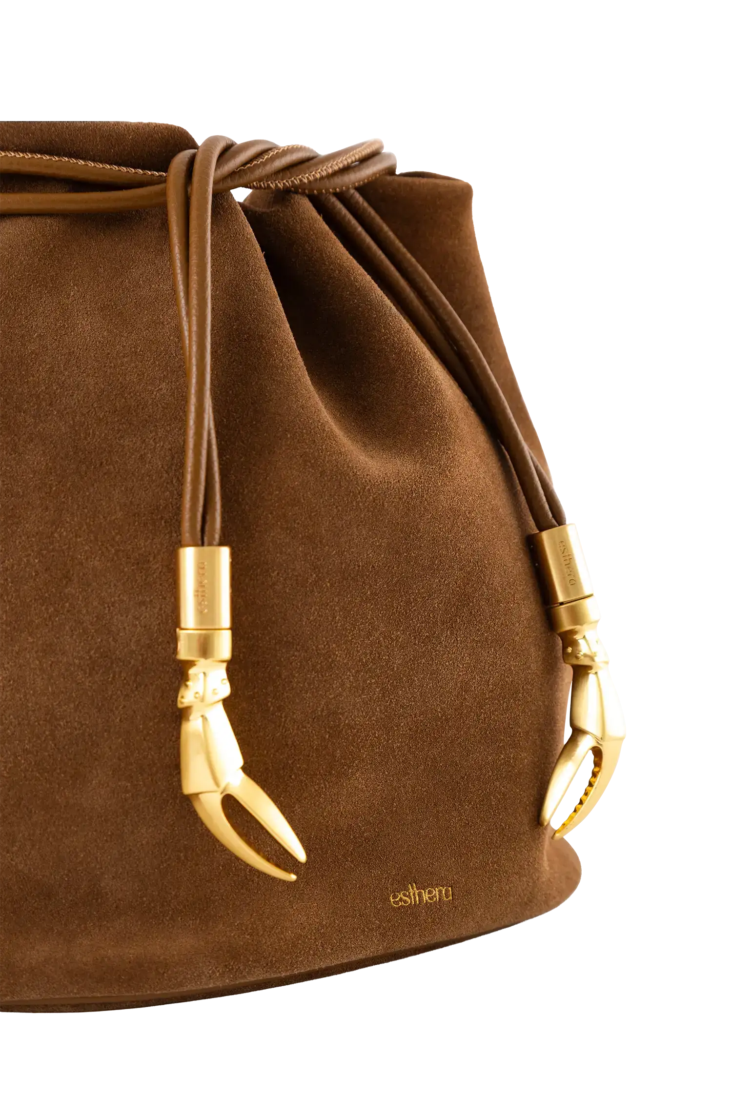 Leather Pouch Bag with Crab Claw, Alternate, color, Caramel