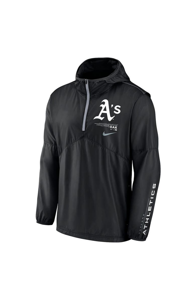 Nike Men's Nike Black Oakland Athletics Authentic Night Game Performance Half-Zip Windbreaker, Alternate, color, 