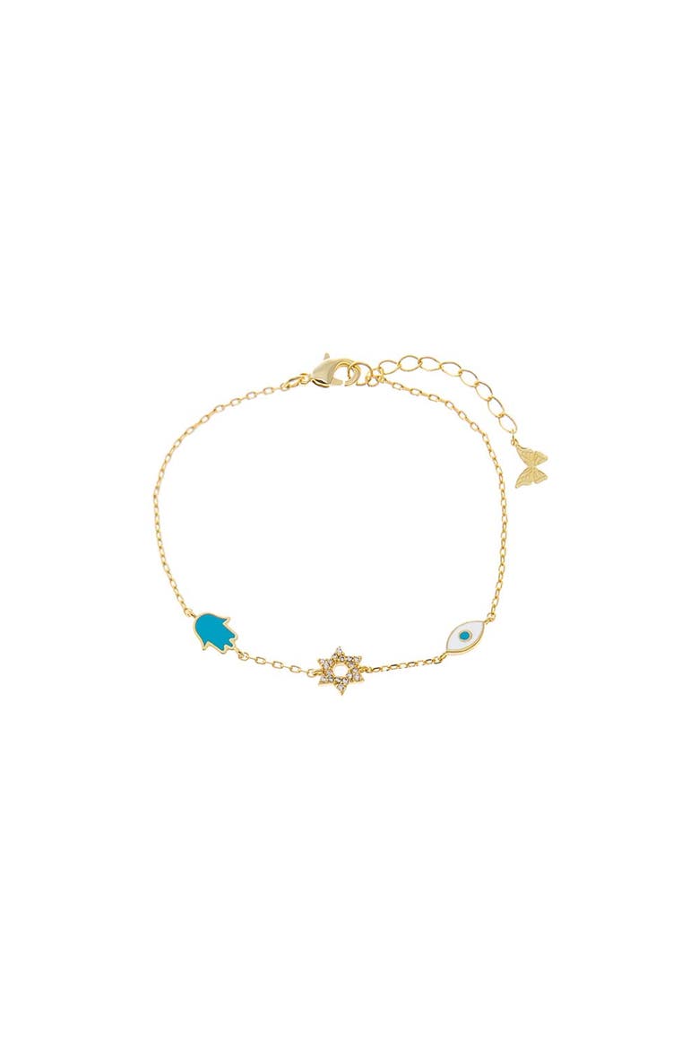 Turquoise Jewish Charms Bracelet, Main, color, Turquoise