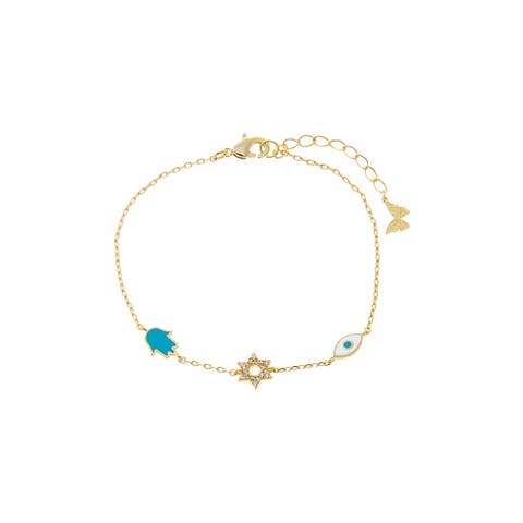 Turquoise Jewish Charms Bracelet