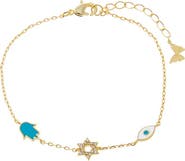 BY ADINA EDEN Turquoise Jewish Charms Bracelet