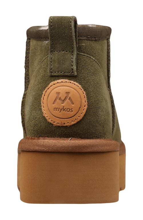 Mykos Suede Faux Fur Lined Boot In Green