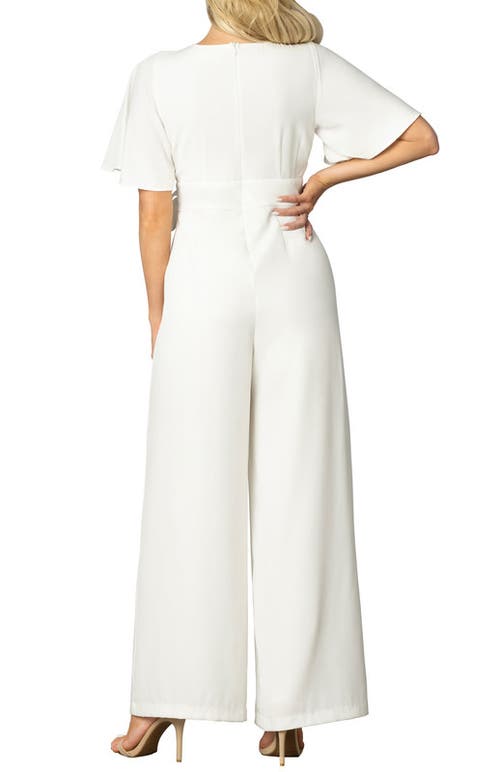 Kiyonna Karina Crepe Jumpsuit In Ivory