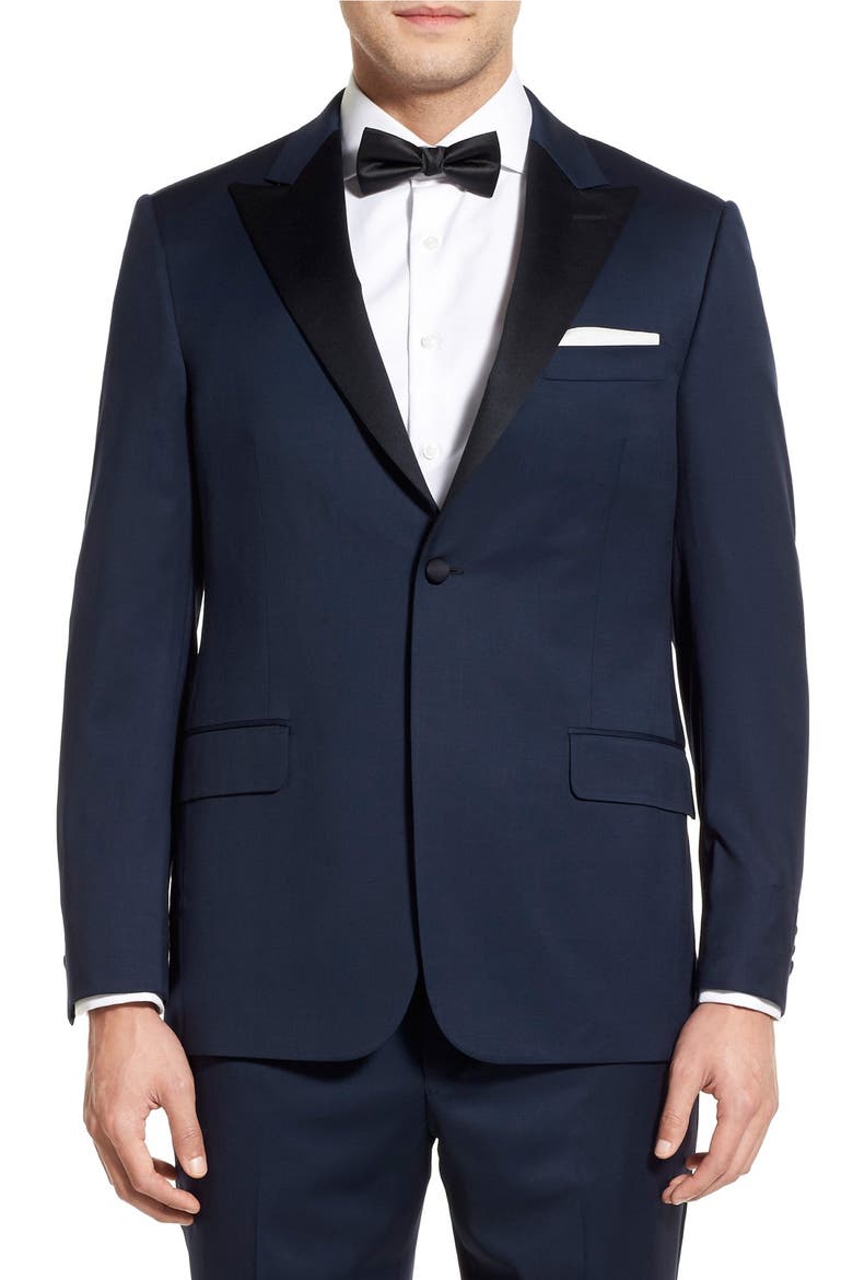 Classic B Fit Wool Tuxedo, Alternate, color, NAVY