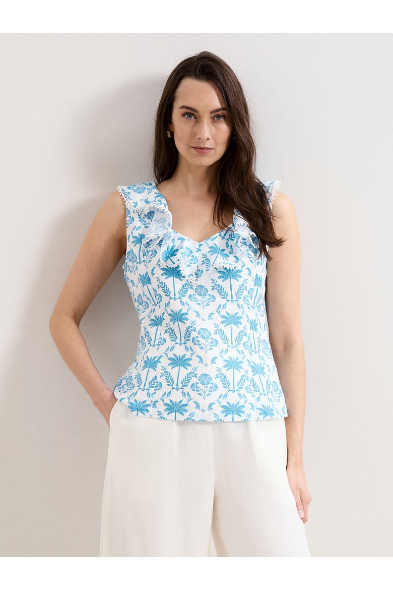 Rhona Linen Blouse, Main, color, Blue