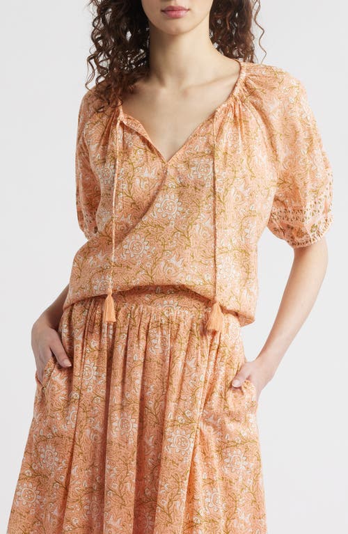 Cleobella Johana Print Tie Neck Top In Cecil Blush Print
