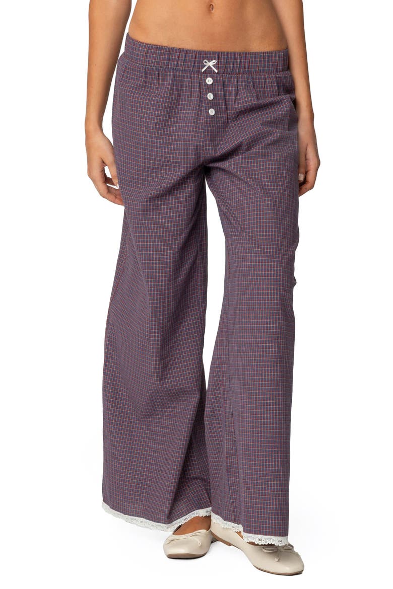 Dakota Plaid Pull-On Relaxed Fit Pants, Main, color, NAVY