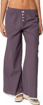 EDIKTED Dakota Plaid Pull-On Relaxed Fit Pants