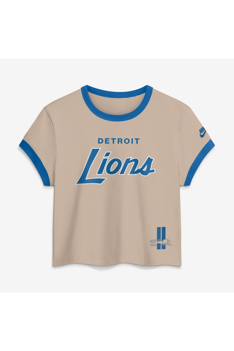 Women's Nike Cream Detroit Lions Rewind Ringer Mod Cropped T-Shirt, Main, color, Cream