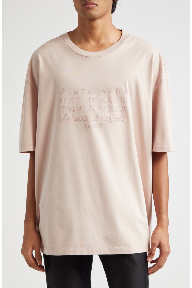 Number Logo Embroidered Cotton T-Shirt, Main, color, BUFF