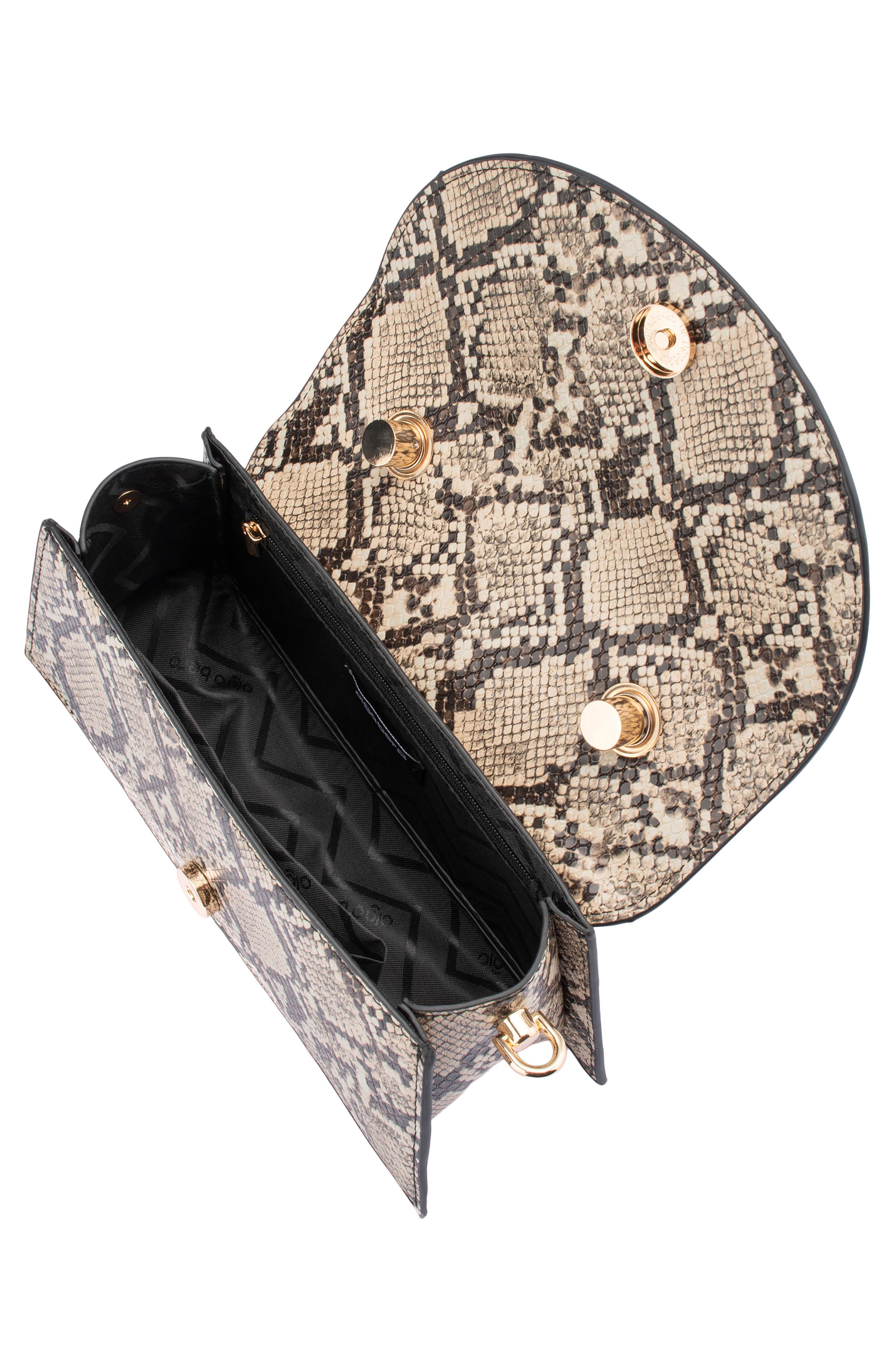 Kendall Snakeskin Embossed Faux Leather Top Handle Bag, Alternate, color, NATURAL