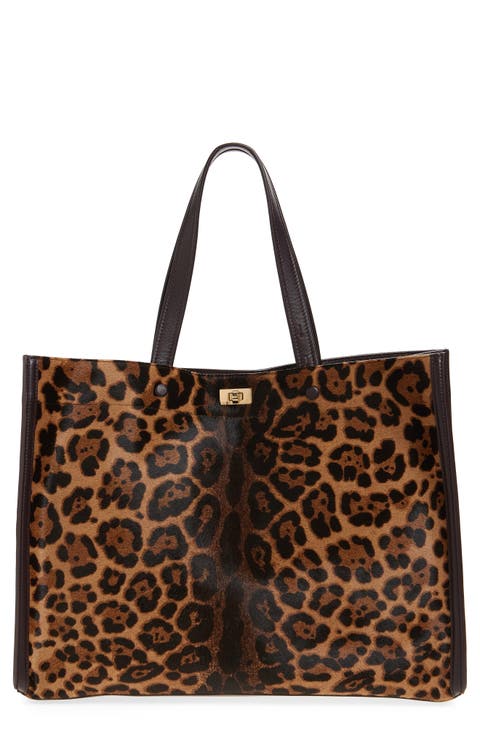 Mortimer Leopard Print Genuine Calf Hair Tote