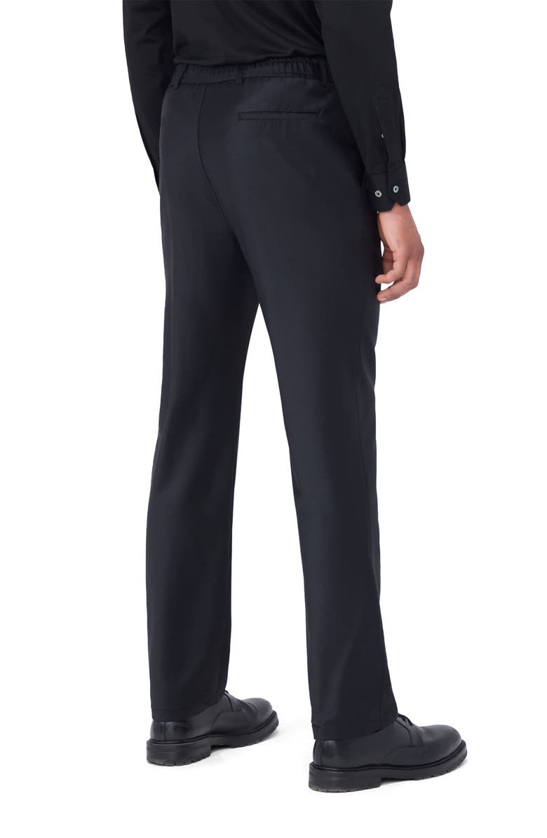 Bugatchi Pleated Wool Blend Travel Pants, Alternate, color, Black