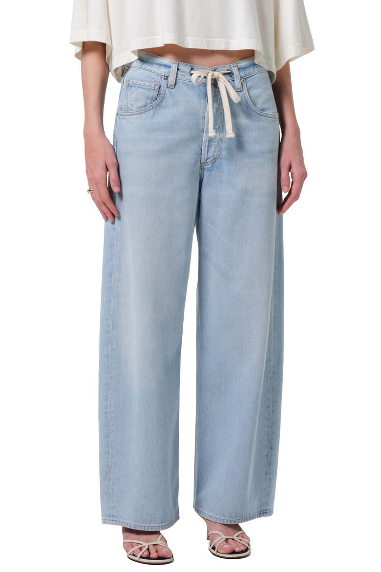 Brynn Drawstring Waist Wide Leg Jeans, Main, color, PORTOLA