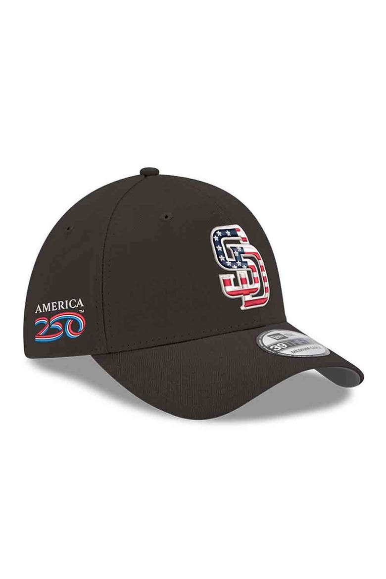 Men's New Era Black San Diego Padres America 250 39THIRTY Flex Hat, Main, color, Black