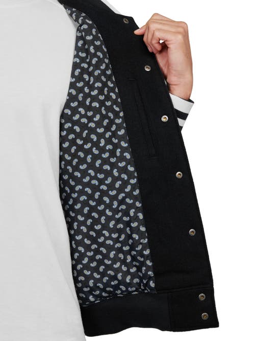 Construct Solid Varsity Jacket In Black