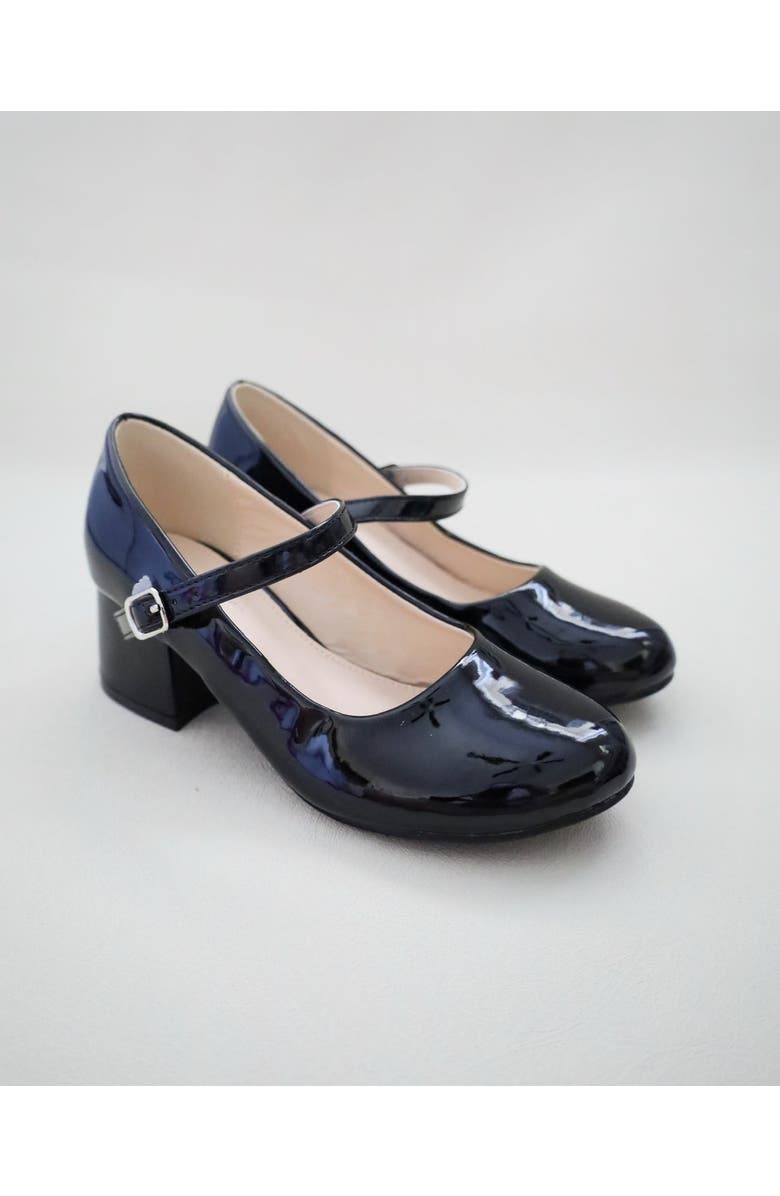 Kailee P Charlotte Patent Mary Jane Girls Block Heel, Main, color, Black